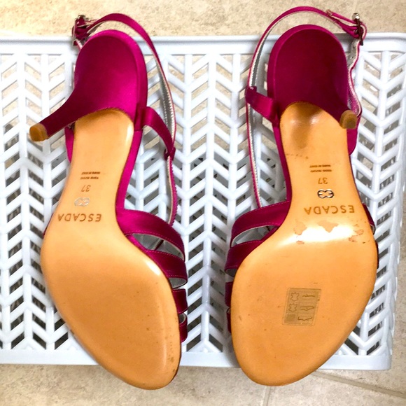 Escada 37 Pink Fuschia Crystal heels strappy - Picture 5 of 8